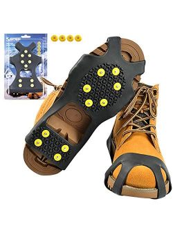 JSHANMEI Anti Slip Ice Grippers for Winter Boots Snow Ice Cleats 10 Spikes Walk Crampons Ice Traction on Stretch Footwear for Women Men Kids Siz S//M//L//XL//XXL