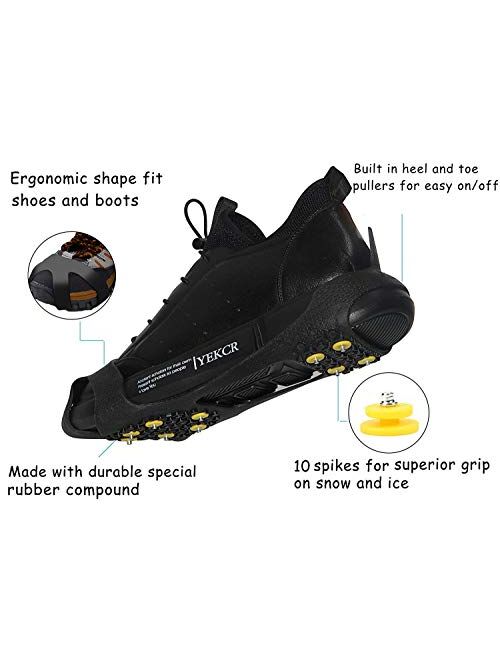 AGOOL Ice Cleats Snow Traction Cleats Crampons for Shoe and Boots Non-Slip Overshoe for Walking on Snow and Ice Rubber Walking Cleats Anti Slip Crampons