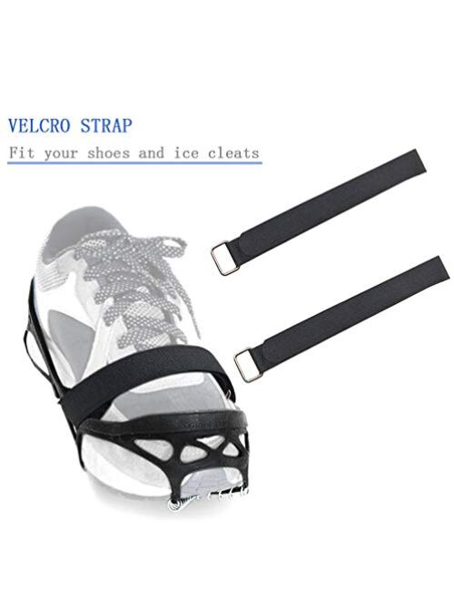 ZSFLZS Ice Cleats, Traction Cleats Grippers with Magic Tape Straps and a Storage Bag Non-Slip Over Shoe/Boot Rubber Spikes Crampons Anti Slip Walk Traction Cleats for Hik
