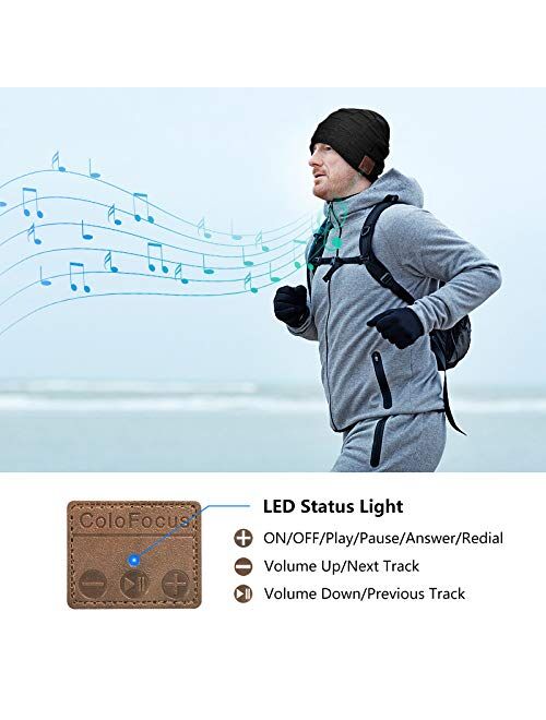 ColoFocus Bluetooth Beanie Hat for Men, Music Hat Christmas Beanie Hat, Unique Winter Sports Gifts for Men Husband Boys