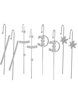 Ear Cuffs Crawler Hook Earrings for Women Gold Hypoallergenic Piercing Ear Wrap Climbers Earrings Simple Pearl Cubic Zirconia Rhinestone Hoop Earrings