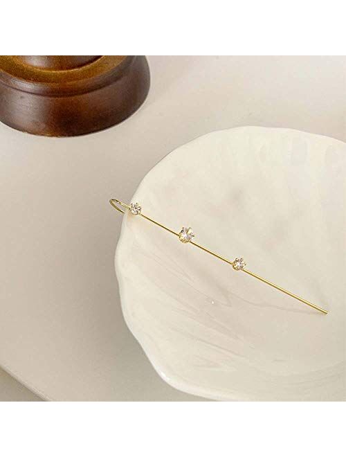 Ear Wrap Crawler Hook Earrings Needle Hook Piercing Wrap Earrings, Personalized Wrap Around Auricle Type Ear Needles, Ear Bone Clip-ons Earrings, Diagonal Cuff Earrings f