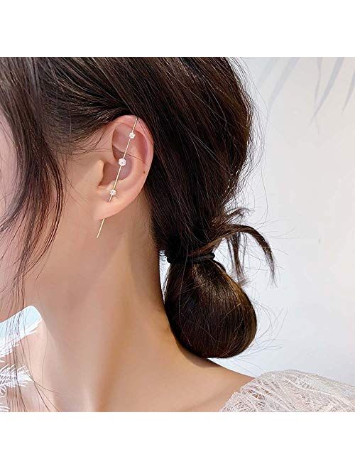 Ear Wrap Crawler Hook Earrings Needle Hook Piercing Wrap Earrings, Personalized Wrap Around Auricle Type Ear Needles, Ear Bone Clip-ons Earrings, Diagonal Cuff Earrings f