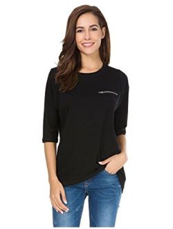 Womens Cotton T-Shirt Half Sleeves Basic Loose Fit Crew Neck Tops