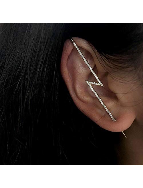 Ear Wrap Crawler Hook Earrings for Women Gold Piercing Ear Climbers Hook Silver Cuff Earring