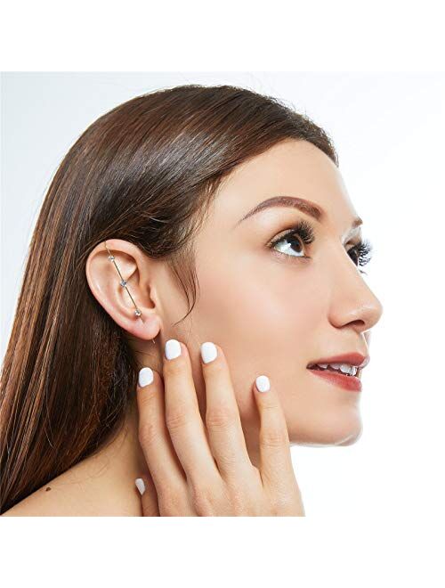 Ear Wrap Crawler Hook Earrings for Women 18K Gold Ear Cuff Earrings