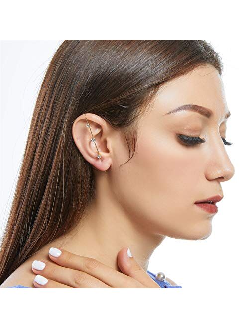 Ear Wrap Crawler Hook Earrings for Women 18K Gold Ear Cuff Earrings
