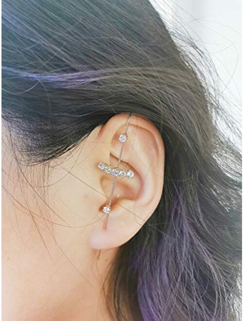 Pair of Ear Wrap Crawler Hook Earrings for Women Girls Sparkling Ear Climbers Ear Cuff Earring,2020 New Classic Hypoallergenic Hook Earrings