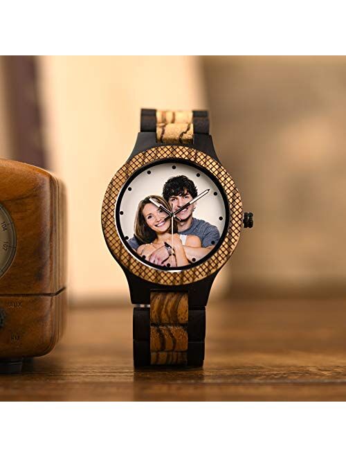 BOBO BIRD Mens Personalized Engraved Wooden Watches Quartz Casual Wristwatches for Men Family Friends Customized Gift