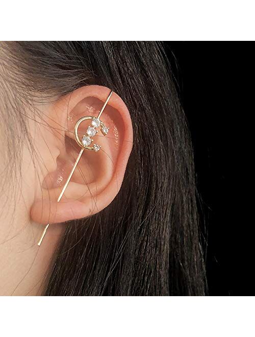 4Pairs Ear Cuff Wrap Crawler Hook Earrings for Women Girls Unique Long Earrings Hypoallergenic Stud Climber Earrings
