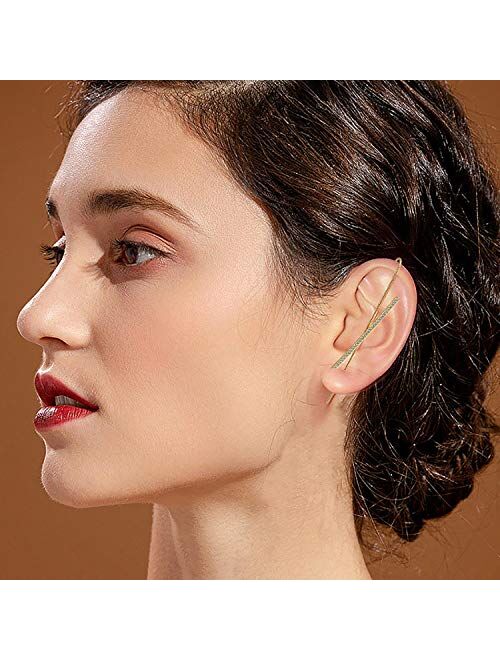 4Pairs Ear Cuff Wrap Crawler Hook Earrings for Women Girls Unique Long Earrings Hypoallergenic Stud Climber Earrings