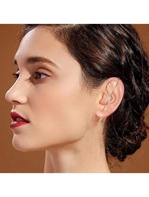 2/6/8Pcs Ear Wrap Crawler Hook Earrings for Women Ear Studs Alloy Rhinestone Ear Jewelry for Birthday Hypoallergenic Stud Earrings Set