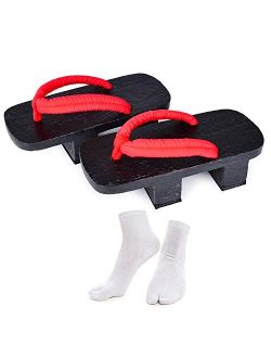 Japanese Wooden Clogs with Tabi Socks For Men Women