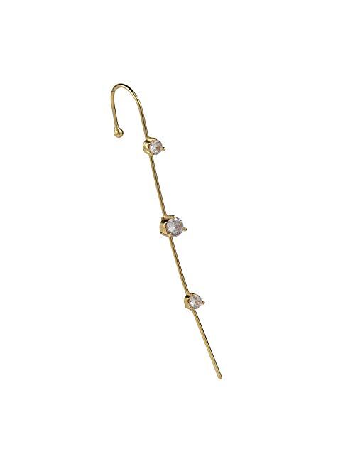 4 Pcs/Set Classic Crystal CZ Ear Wrap Earrings Cubic Zirconia Leaf Crawler Hook Earrings Slash Line Sparkling Hypoallergenic Gorgeous for Women Girls Minimalist Jewelry