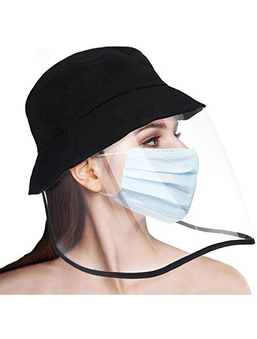 Archer Products Bucket Sun Hat Full-face Protective Cap for Men and Women, Anti-Fog, Anti-Saliva, Windproof Dustproof Black, Medium