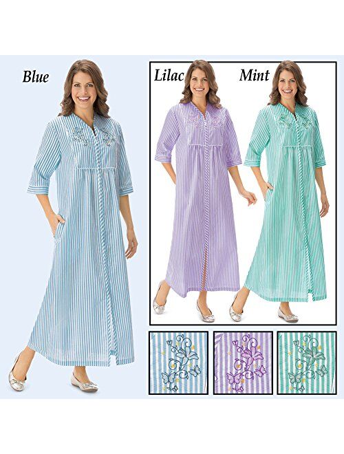 Seersucker Embroidered Floral Lounger