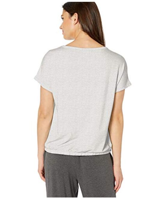 Amazon Essentials Women's Lightweight Lounge Terry Short-Sleeve Tie-Waist Shirt