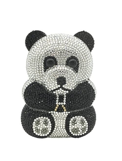Bear Evening Bags and Clutches for Women Formal Party Cocktail Rhinestone Minaudiere Animal Purse Handbag