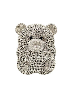 Bear Evening Bags and Clutches for Women Formal Party Cocktail Rhinestone Minaudiere Animal Purse Handbag