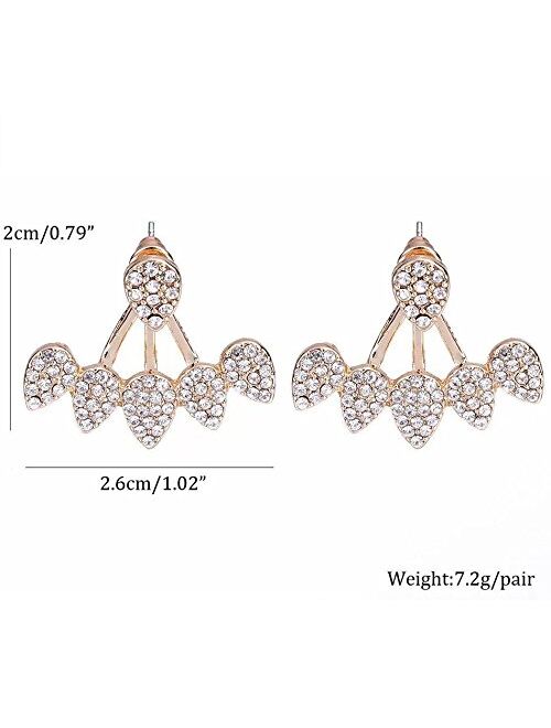 9 Pairs Rose Gold Silver Hollow Lotus Flower Earrings Simple Chic Crystal Pearl Turquoise Stud Earrings Set