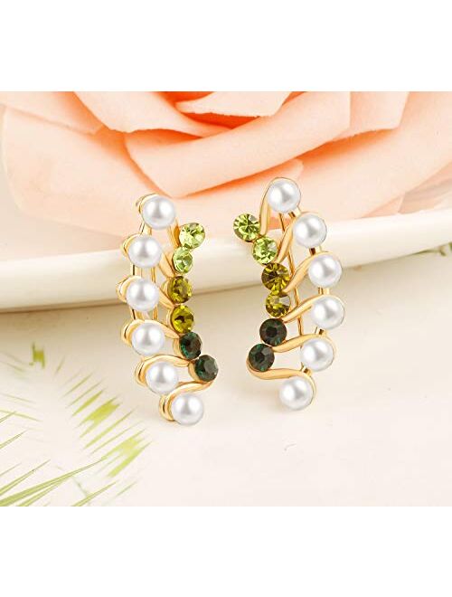 TAMHOO 8/9/12 Pairs Gold Silver Earcuffs Earrings Cartilage Piercing-Muti-colors 7 CZ Screwback Stud Earrings for Teen Girls - Earcuffs Earrings for Women Fashion