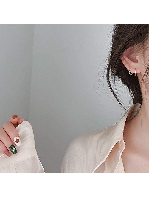 Minimalist Ear Climber Crawler Cuff Earrings for Women Girls Sterling Silver Cartilage Ear Piercing Wrap Earring Studs Hypoallergenic