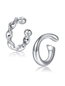 Cuff Earrings 925 Sterling Silver Ear Cuff Earrings CZ Non-Piercing Fake Helix Cartilage Cuff Earrings Conch Cuffs Earrings for Women Various Styles