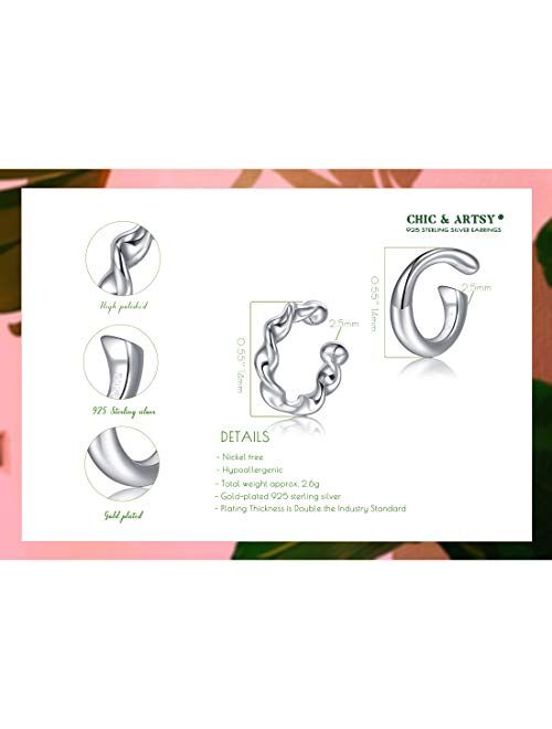 Cuff Earrings 925 Sterling Silver Ear Cuff Earrings CZ Non-Piercing Fake Helix Cartilage Cuff Earrings Conch Cuffs Earrings for Women Various Styles
