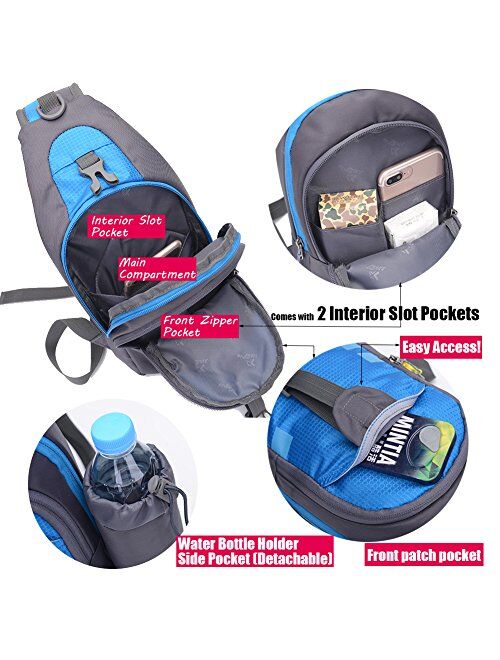 Peicees Chest Crossbody Sling Backpack Bag Travel Bike Gym Daypack for Women Men