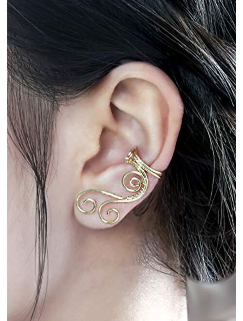 Elf Ear Cuffs Earrings, OwMell Ear Cuff No Piercing Ear Cuff Non Pierced Hypoallergenic Earrings Handmade