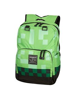 JINX Minecraft Creeper Kids Backpack (Green, 18") for School, Camping, Travel, Outdoors & Fun