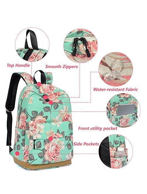 Leaper Fashion School Backpack Canvas Bookbag Shoulder Bag Satchel Daypack