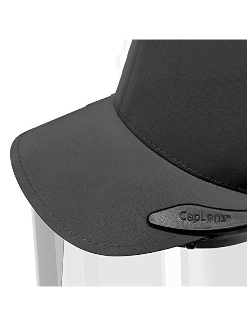 CapLens Full Face Shield Cap Accessory, Anti-Fog, Adjustable, Reusable, Slip onto Your Existing Cap Black