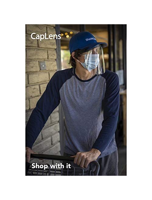 CapLens Full Face Shield Cap Accessory, Anti-Fog, Adjustable, Reusable, Slip onto Your Existing Cap Black
