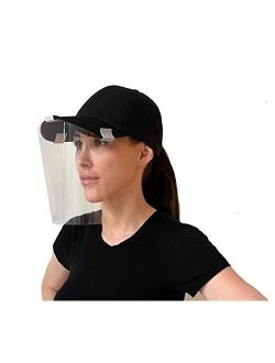 Protective Clip-On Face Shield - 5 Pack by One Touch Medical, Fits Baseball Hats, Fully Transparent Face and Eye Protection from Droplets and Saliva