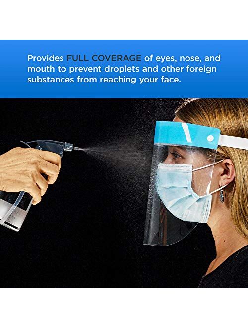 TCP Global Salon World Safety Face Shields (Pack of 10) - Ultra Clear Protective Full Face Shields to Protect Eyes, Nose and Mouth - Anti-Fog PET Plastic, Elastic Headband - Sanitar