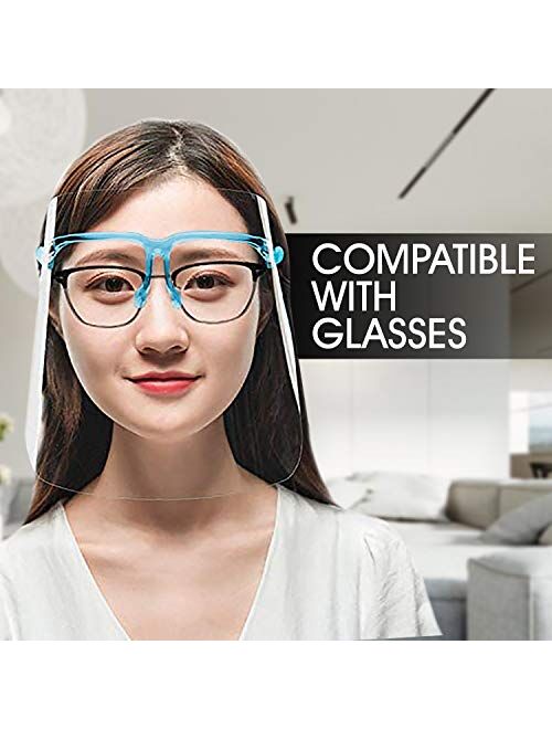 Safety Shields | All-Around Wide Protection | Reusable Glasses Frame Attached to Anti-Fog Transparent Visor | Lightweight, Comfortable and Effective | Prevents Droplets o