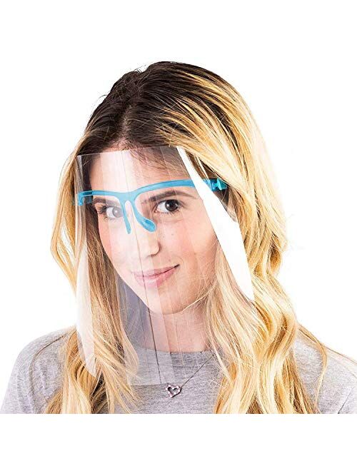 Safety Shields | All-Around Wide Protection | Reusable Glasses Frame Attached to Anti-Fog Transparent Visor | Lightweight, Comfortable and Effective | Prevents Droplets o
