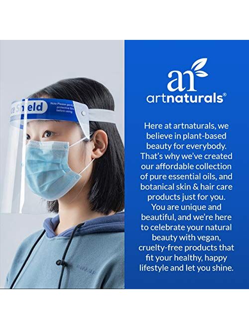 Artnaturals Face Shield Reusable (Pack of 10) Plastic Face Mask Shields for Full Face & Eye Safety Protection from Droplets, Saliva & More Breathable Guard, Anti-Fog, Cle