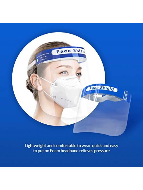 Artnaturals Face Shield Reusable (Pack of 10) Plastic Face Mask Shields for Full Face & Eye Safety Protection from Droplets, Saliva & More Breathable Guard, Anti-Fog, Cle