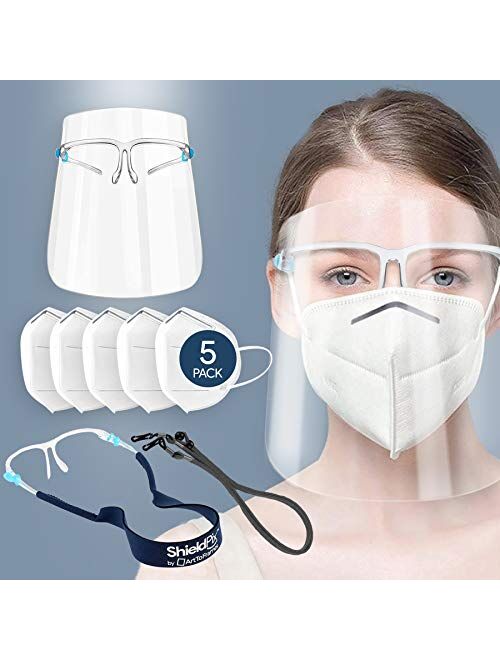 ArtToFrames Protective Face Shield, Fully Transparent Face and Eye Protection from Droplets and Saliva with Reusable Glasses and Replaceable Shield, Anti-Fog (P)