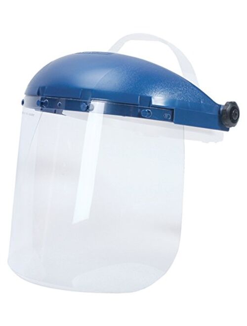 Sellstrom 390 Series Blue Plastic Crown Protective Faceshield with Pin Lock Headgear (Various Size and Style Options)
