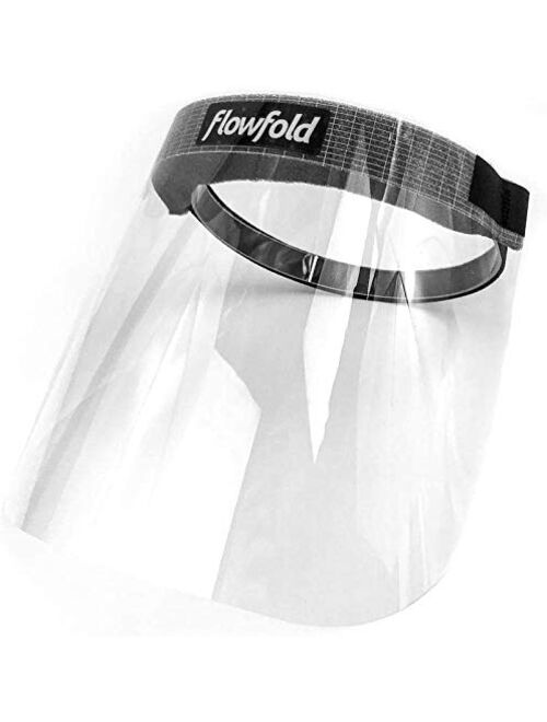 Flowfold Face Shield Masks - Protective Plastic Face Shields Made in USA, Full Face Adult Clear Face Shields & Anti-Fog Plastic Visor Face Shields