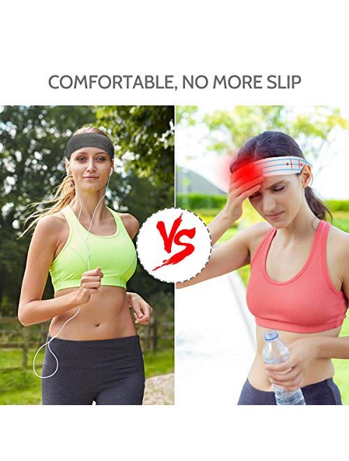 Headband with Buttons for Face Masks, Non Slip Stretchy Ear Protection Sweatband for Men Women Nurses Doctors 3 Packs(Blue, Grey, Dark Grey)