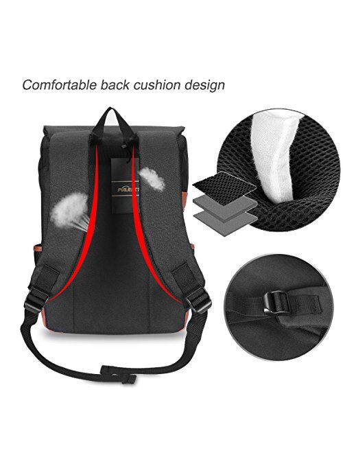 Vintage 15 Inch Laptop Backpack Canvas College School Backpack with USB Chargin