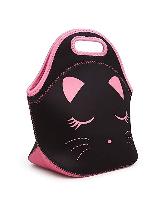Efree Cute Cat Face Bow Diamond Bling Waterproof Pink School Backpack Girls Book Bag