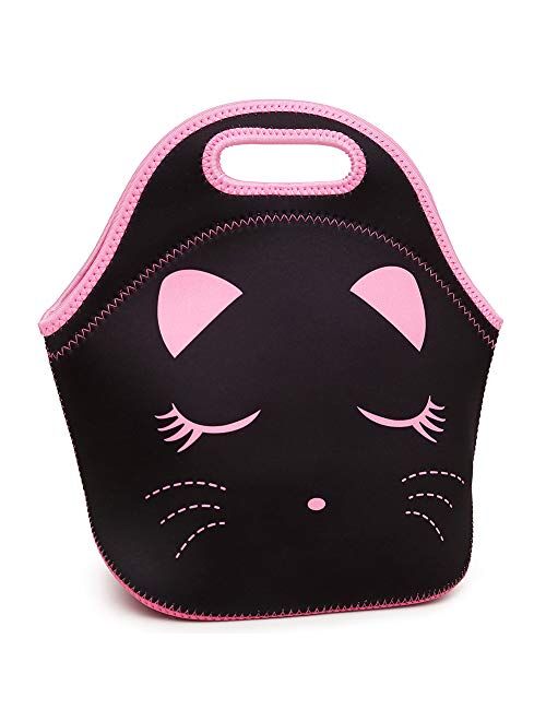 Efree Cute Cat Face Bow Diamond Bling Waterproof Pink School Backpack Girls Book Bag