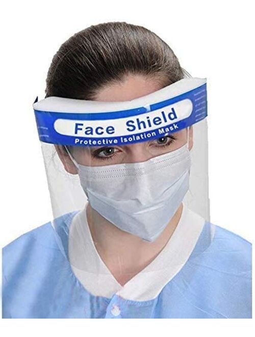 Homasen Safety Face Shield 2 Pack, All-Round Protection Cap with Clear Wide Visor Spitting Anti-Fog Lens, Lightweight Transparent Shield with Adjustable Elastic Band colo