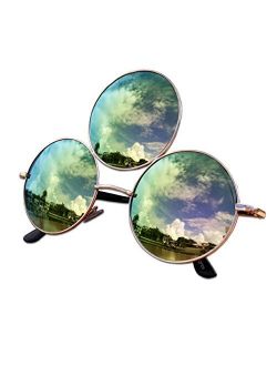 Third Eye Sunglasses, Emerald Green with Pink Reflective Lens