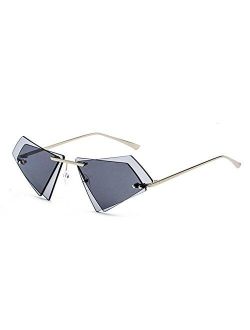 personality irregular double-layer triangle frameless retro unisex sunglasses